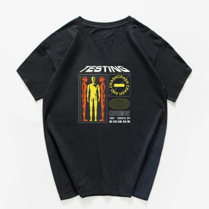 T-shirt da uomo Testing Alien Crash Streetwear Cotton Graphic T Shirt Uomo Hip Hop Tee 130kg Può indossare abiti larghi oversize 2022