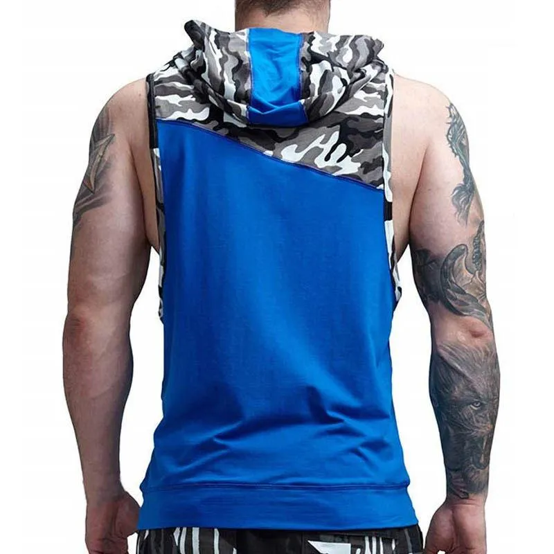 Bodybuilding Stringer Hooded Top Men Sleeveless Fitness Workout Hoodies Vest Slim Breattable Singlet Muskel Shirt2353