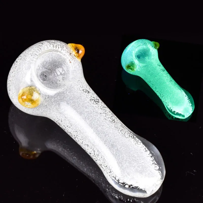 Latest Glow In The Dark Pyrex Thick Glass Smoking Tube Handpipe Portable Handmade Dry Herb Tobacco Oil Rigs Filter Bong Hand Pipes High Quality DHL Free