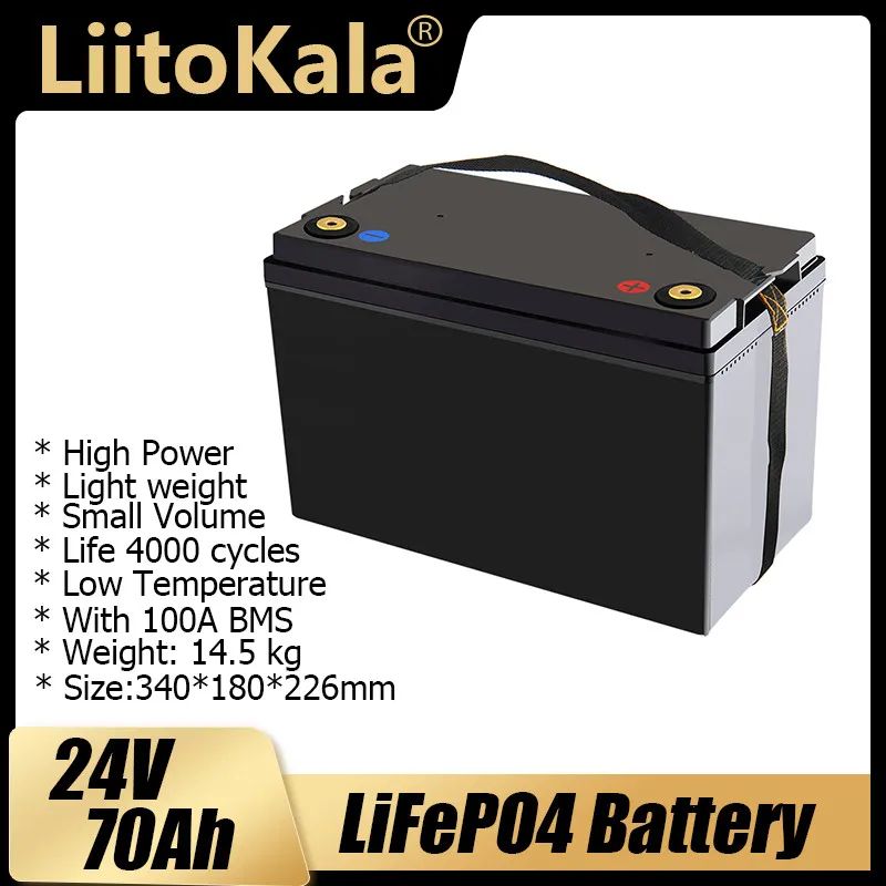 LiitoKala 24V 100Ah LiFePO4 Battery Solar Golf Car for Forklift