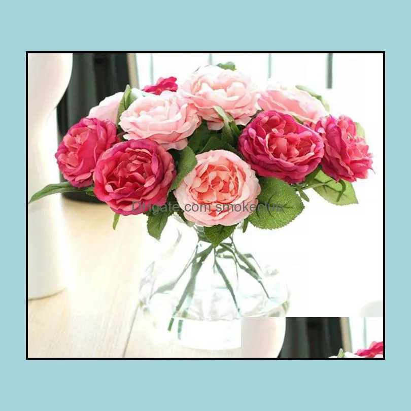 Charming Artificial Silk Decorative Flowers Fabric Roses Peonies Flower for wedding home hotel decorRRD7078