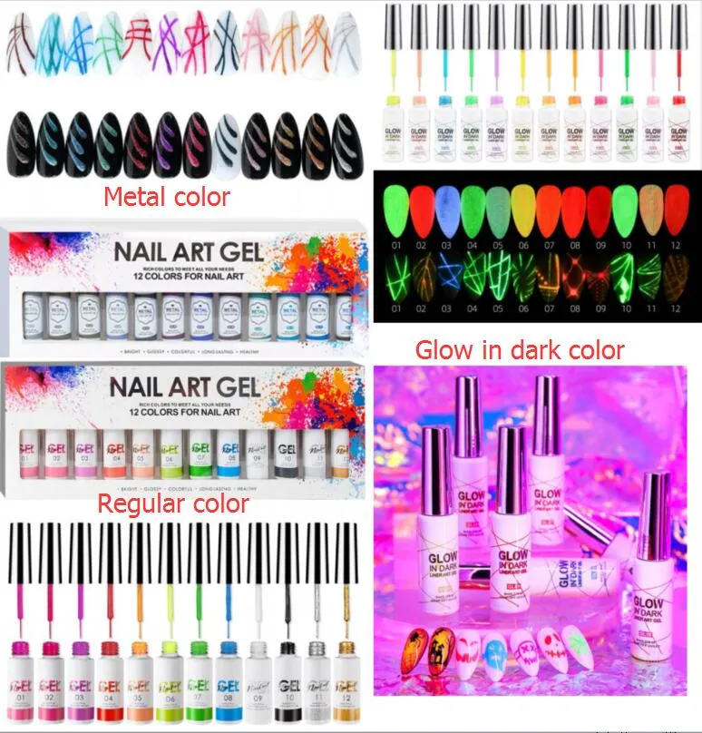 Conjunto de cores de metal de qualidade, brilho em cores escuras, 12 cores, gel para unhas, gel polonês, gliter, conjunto de conjunto de gel para unhas, kit de conjunto de unhas de gel de pintura fácil, de longa duração, kit de esmaltes UV