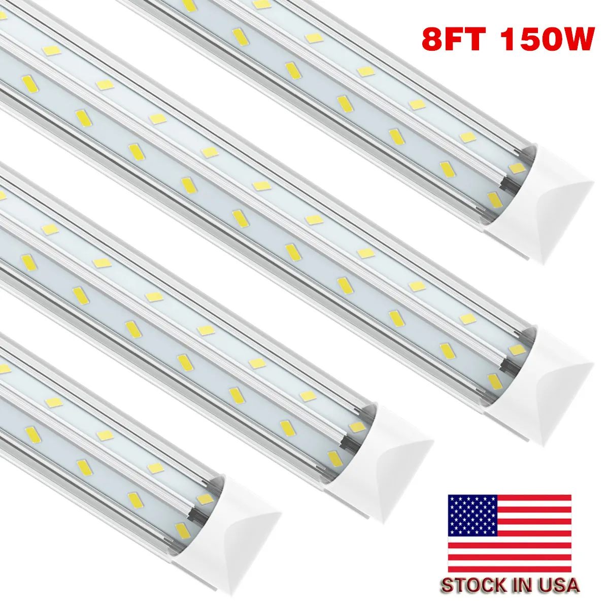 150W led tube light SMD5730 V-Shaped T8 4ft 5ft 6ft 8ft Cooler Door Integrated Led Tubes Double Sides SMD 5730 Led Fluorescent Lights AC85-265V for shop garage