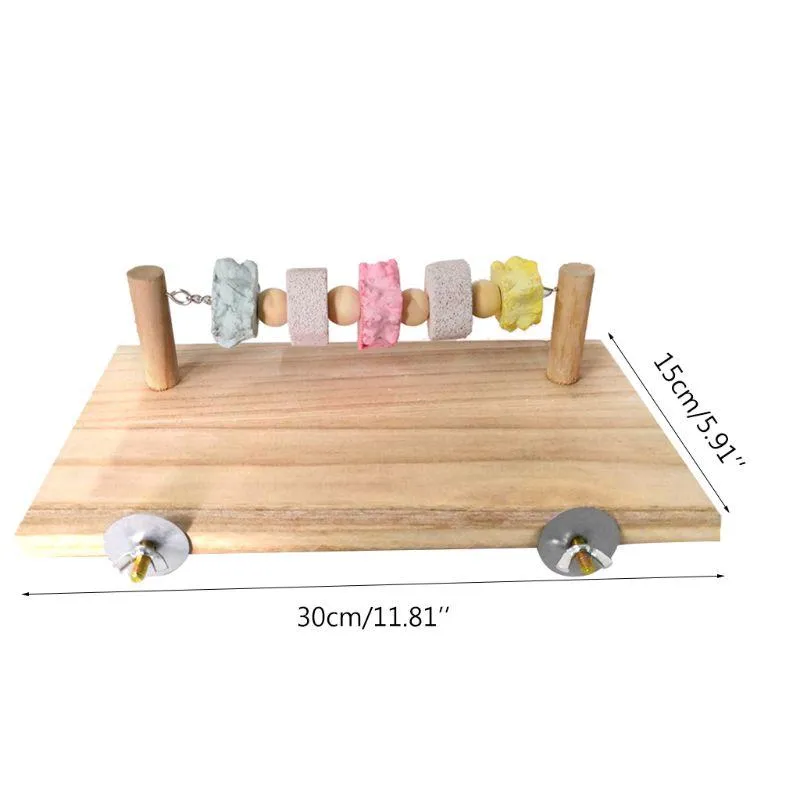 Other Bird Supplies Wood Platform With Chewing Toys For Hamster Chinchilla Calcium Nutrition P9YB