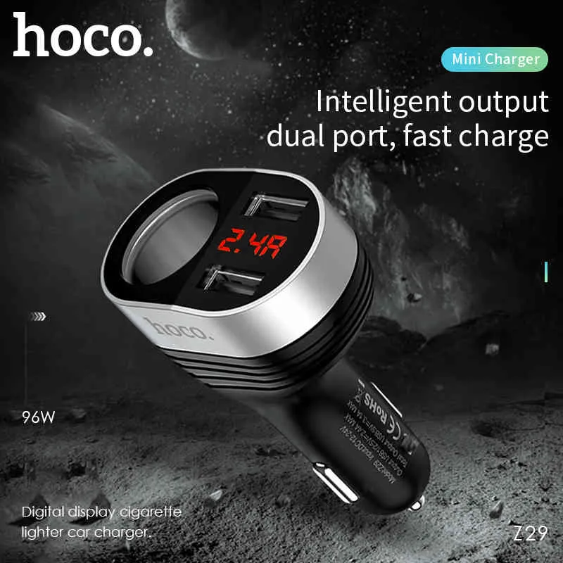 HOCO Dual USB For Mobile Tablet 3.1A Fast Charging - 1 Cigarette lighter Car Phone Charger Adapter