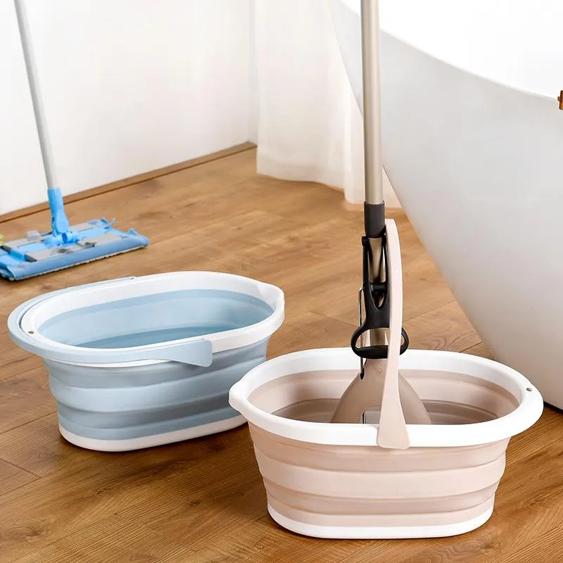 Buckets Folding Mop Bucket Creative Household Items Simple Size Plastic Kitchen Bathroom Rubbish Barrel