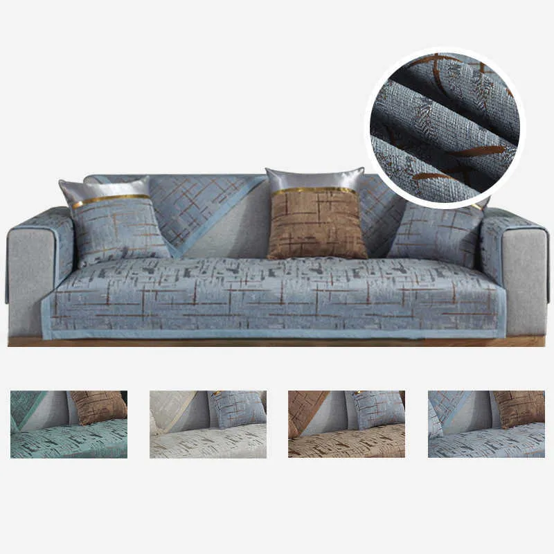 Niepoślizgowa sofa Cover Chenille Universal S do salonu 1/2/3 Siedziba Głęboka Kanapa Ręcznik Wystrój Home 210723