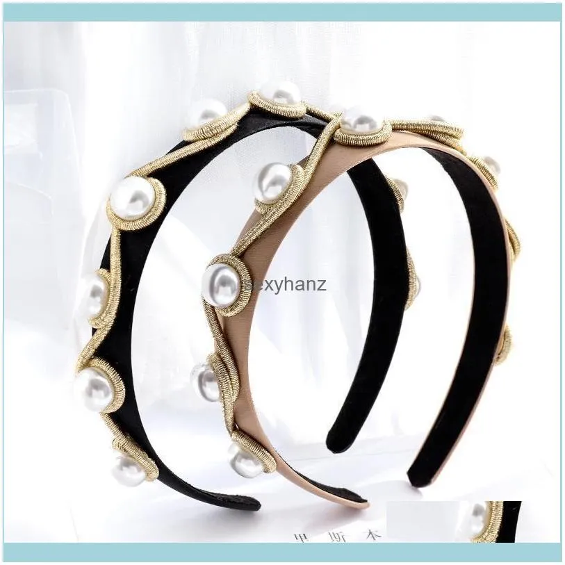 Vintage Pearl Bezel Hairband Women Braided Headband Girls Hair Accessories Opaska Do Wlosow Diademas Para El Pelo Headwear