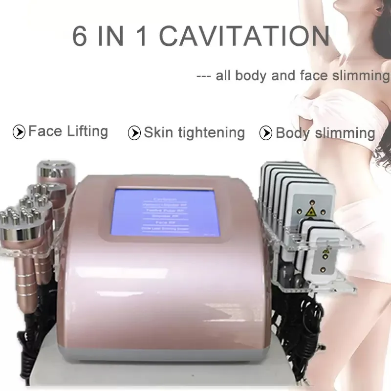 2 ans de garantie graisse de cavitation ultrasonique amincissant le poids du laser lipo réduire la fréquence radio peau serrant l'équipement de beauté 5 têtes # 012