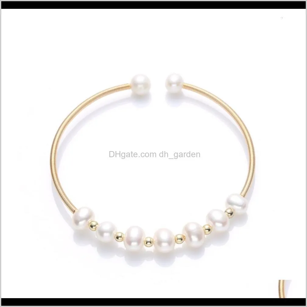 new natural freshwater 14k gold women`s straight row pearl bracelet