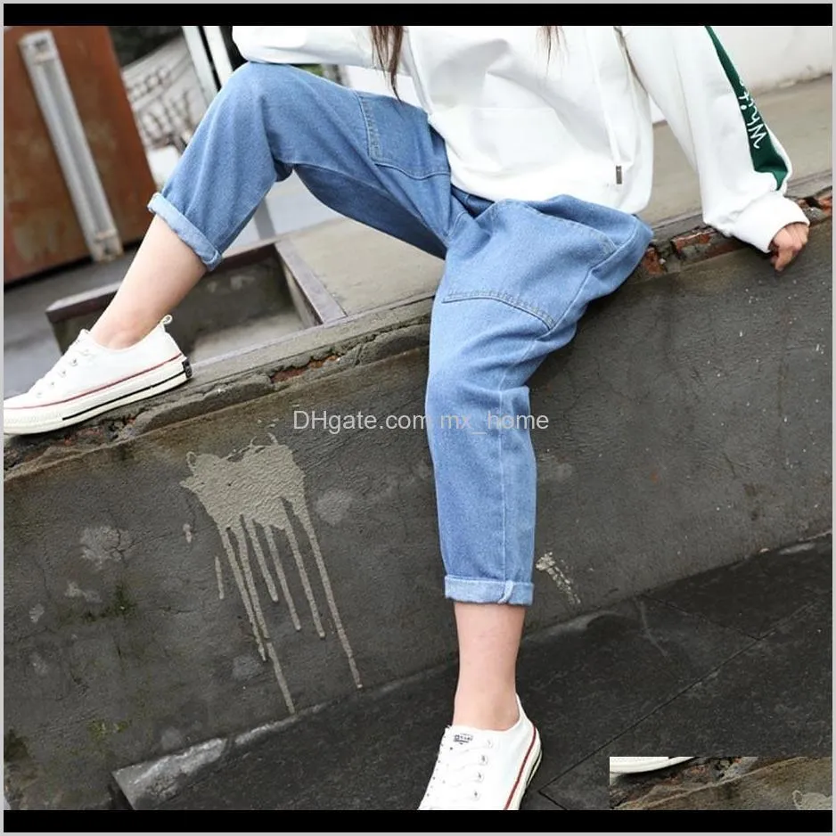 big girls jeans solid color jeans girls casual denim trousers for children teenage children`s clothes 6 8 10 12 14 201204
