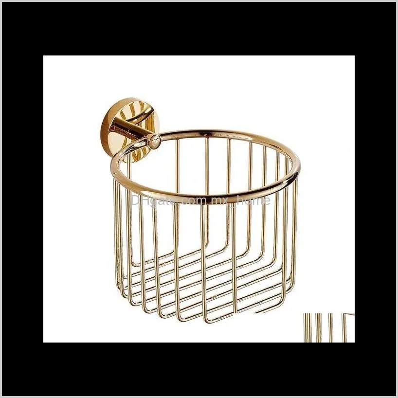 round golden toilet paper basket copper/brass tissue holder bathroom storage wall mounted holders