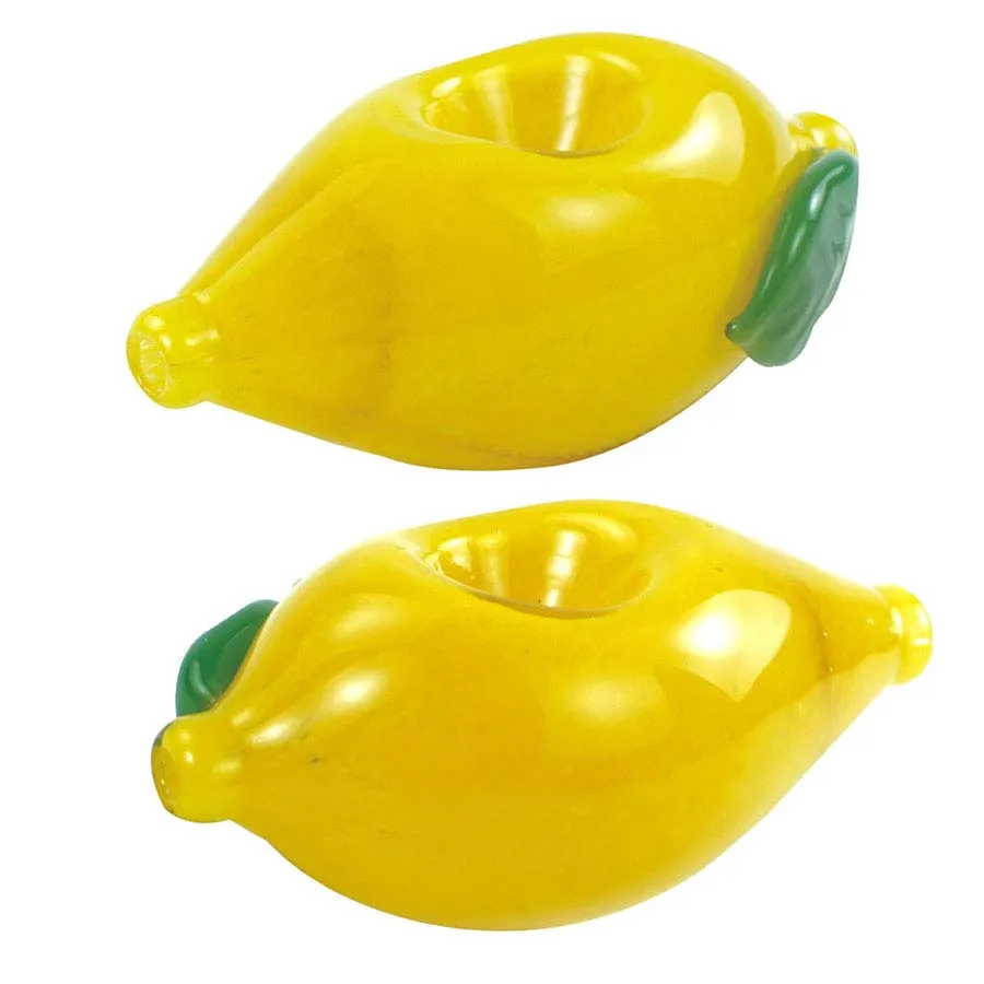 卸売高品質レモンフルーツデザインガラスハンドパイプ喫煙リグハーブバーナーポータブルサイズ