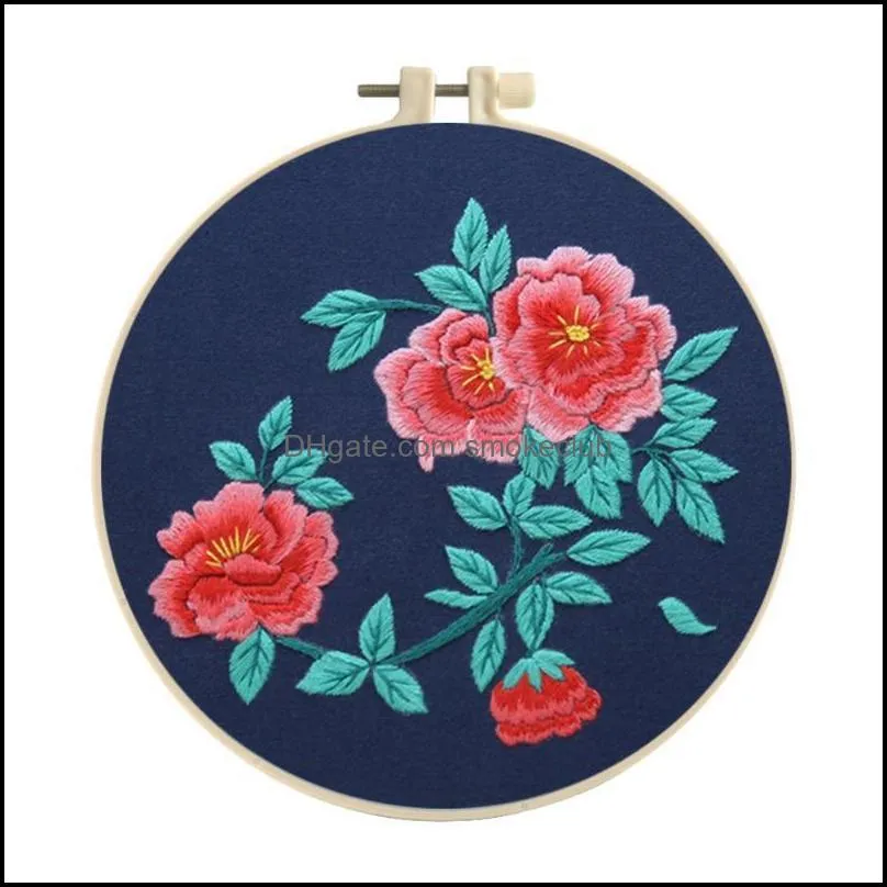 Other Arts And Crafts DIY Flowers Plants Pattern Embroidery Set Round Cross Stitch Kit Sewing Craft Needlework For Beginner Handwork