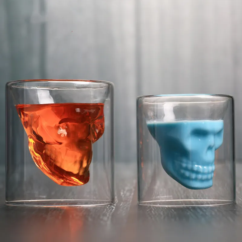 Creative Bar Party Drinkware Skull Transparent Wine Cup Skull Glass Shot Beer Glass Whiskey Glasses Crystal Skeleton Water Cup DH0001