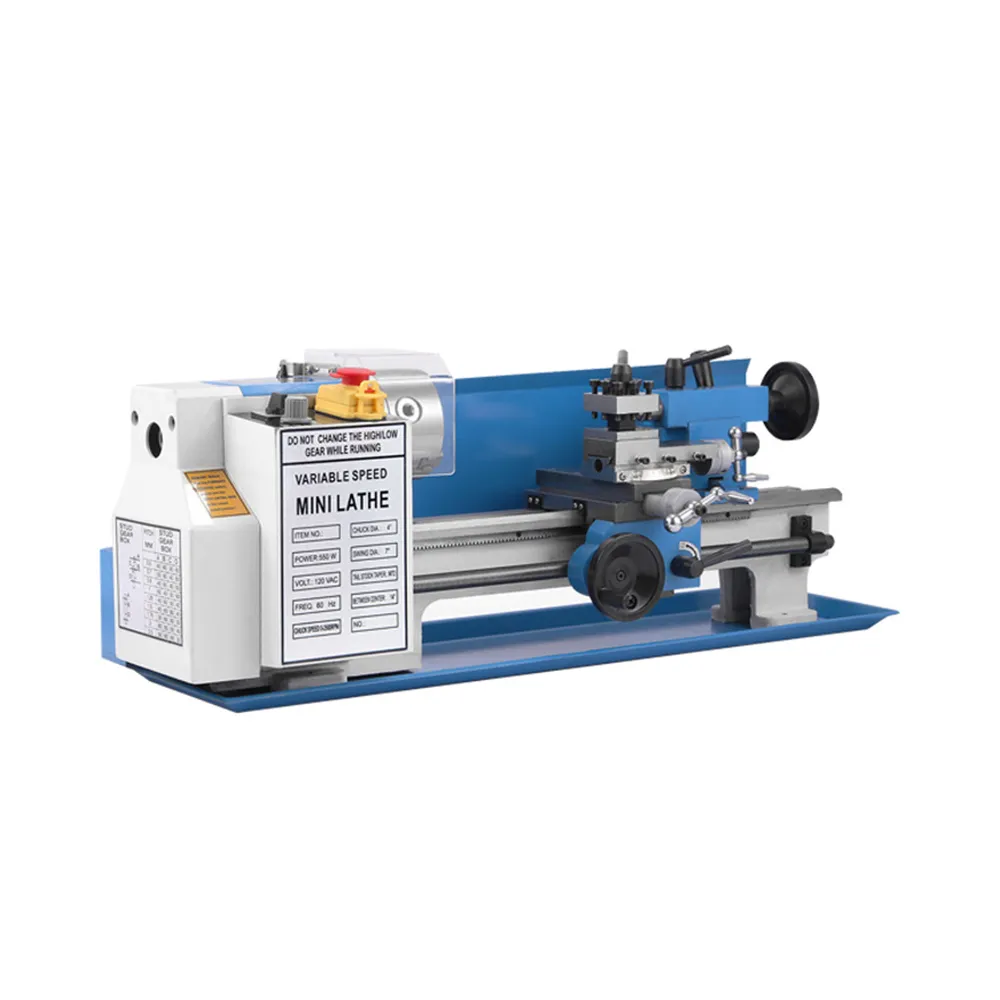 Small Processing Machinery Mini Metal Lathe 0-2250 RPM Variable Speed with 4" 3-jaw Chuck Bench Top Benchtop for Wide Application