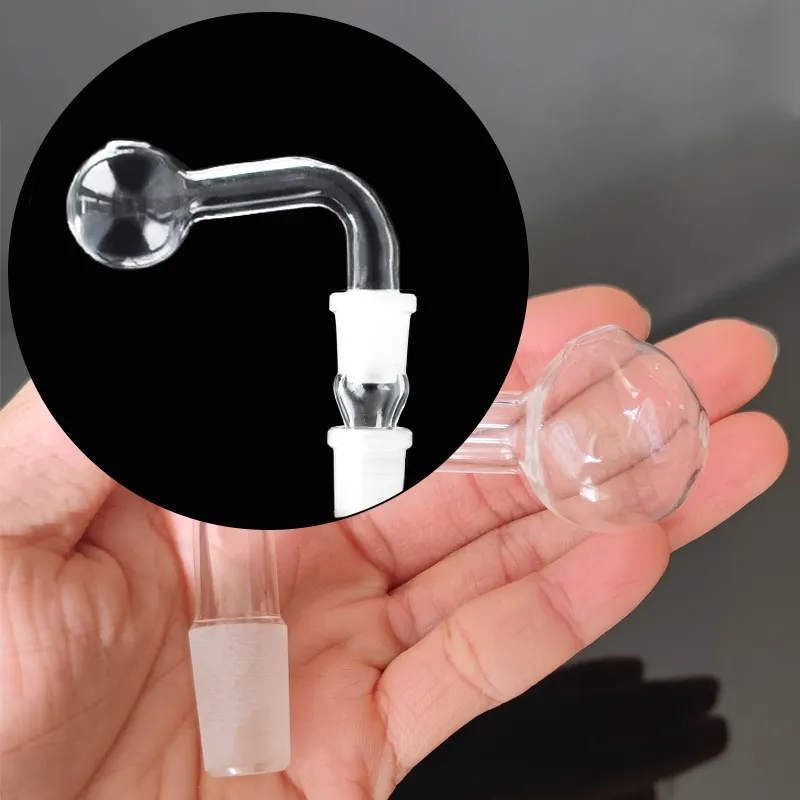 Effacer 14mm bols en verre à joint mâle Tuyau de brûleur à mazout en verre Pyrex Tabac transparent 30mm grand adaptateur de narguilé pour bol coudé Tuyaux de bong épais Fumer Shisha Tubes en gros