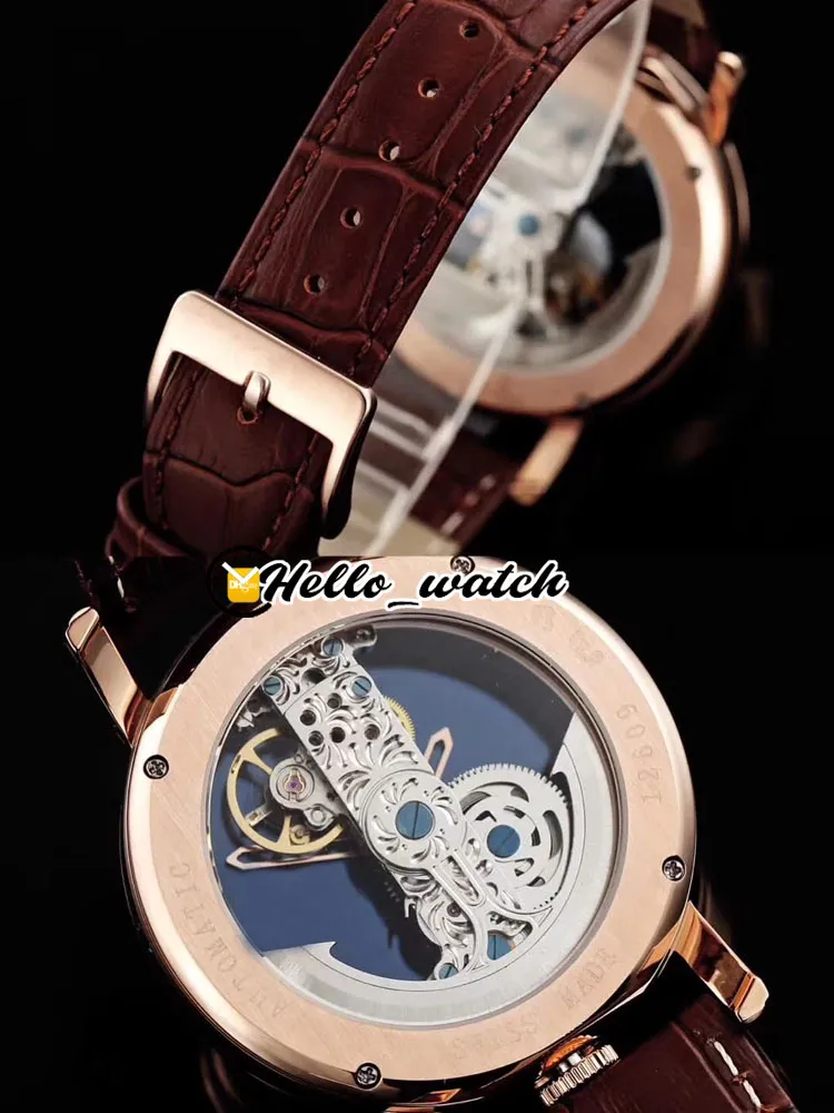 Специальное предложение Часы Golden Bridge B113 0395 Автоматические прозрачные мужские часы Корпус из розового золота Белая внутренняя кожа Hello Watch303w