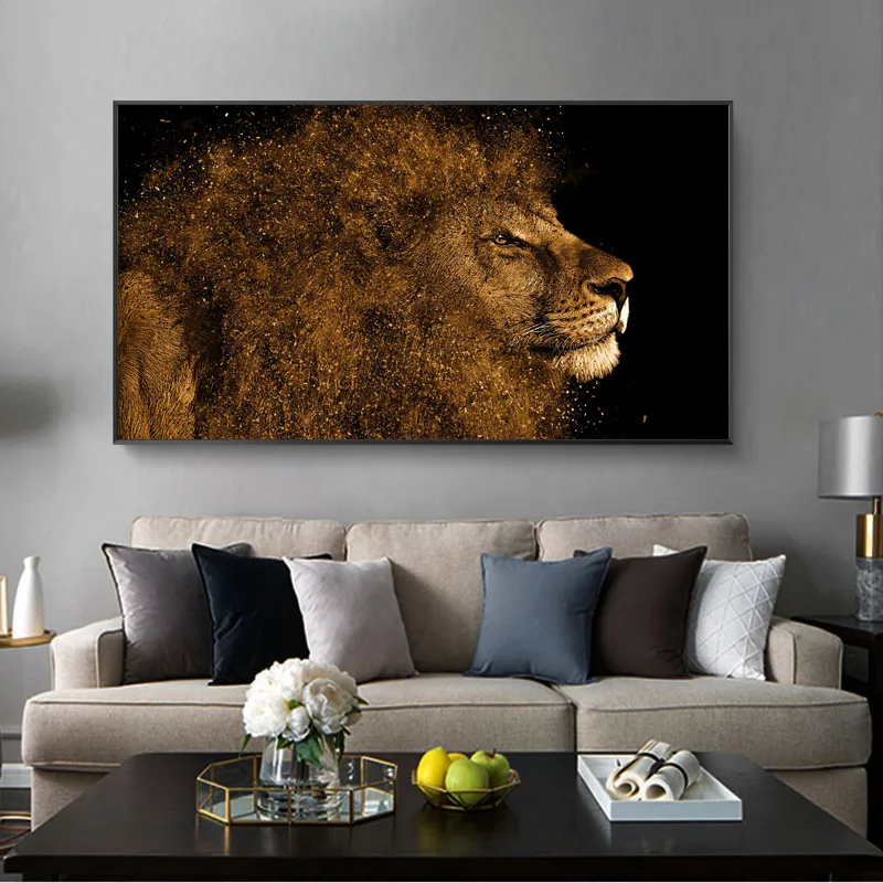 Lion Canvas Posters Abstract Big Animal Wall Art For Living Room Home