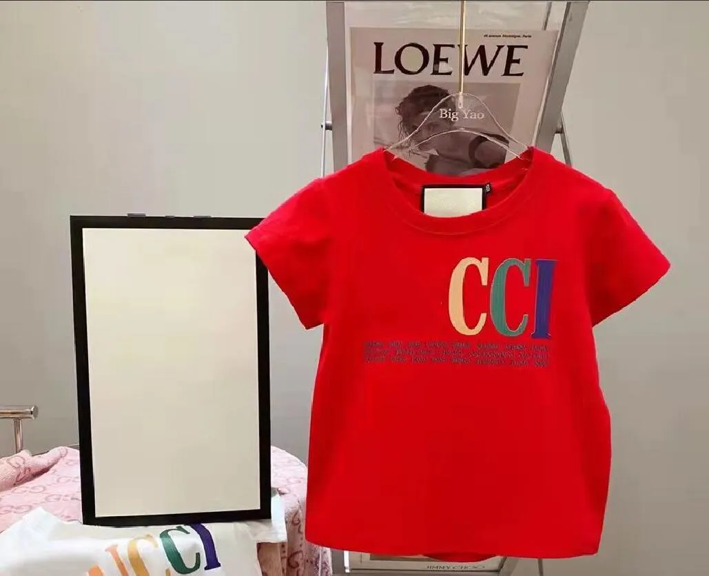 Camisetas de moda para niños Nueva llegada Camisetas de manga corta Tops Niños Niñas Niños Letras coloridas ocasionales Patrón impreso Camisetas Jersey Tamaño grande 90-150 cm