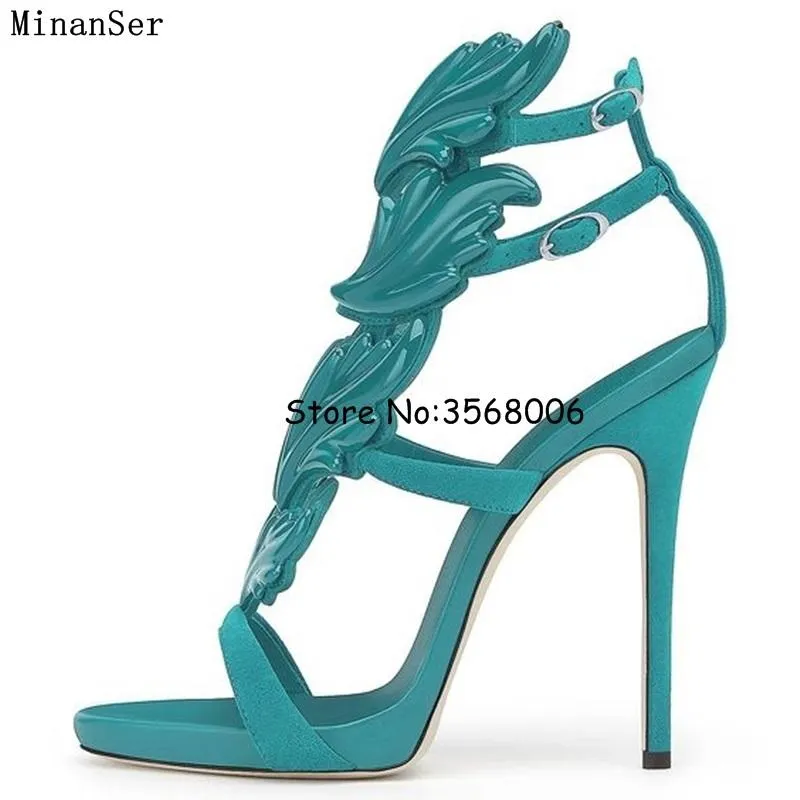 Sexy Gladiator Style Stiletto High Heels Sandals Angel Wing Design Open Toe Buckle Strap Pumps for Women