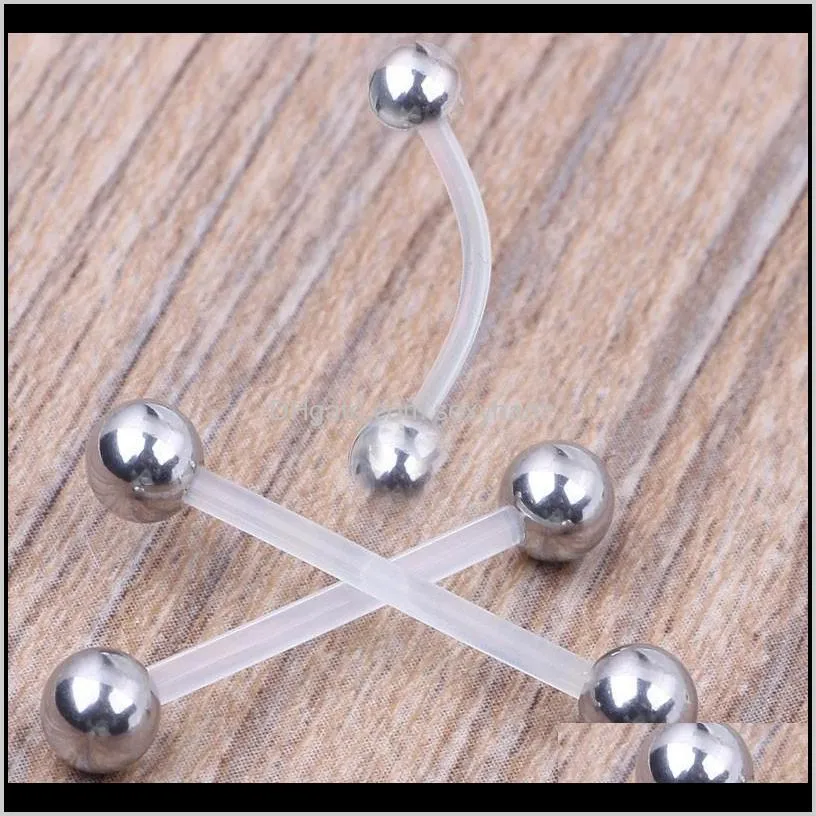 Bell Drop Delivery 2021 Navel Belly Ring Piercing Stud med flexibel bar för Body Jewelry -knappringar Anqrz