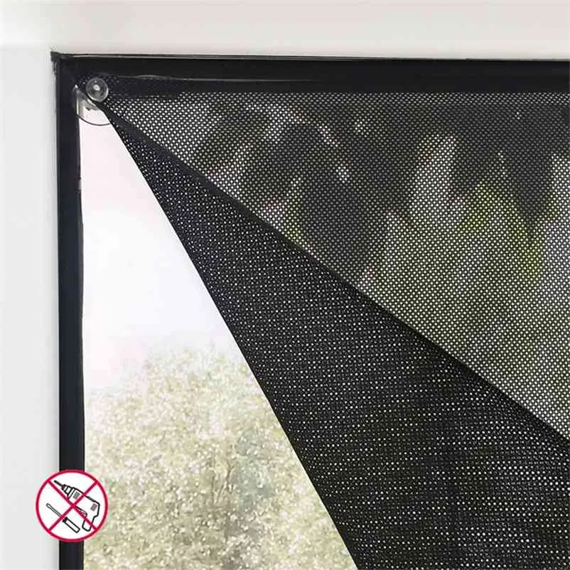 Sonnenschutz-Fenstervorhang in Sondergröße, Netzgewebe mit Saugnapf, schwarze Farbe, Auto-Sonnenschutz mit starker Saugkraft, einfach zu installieren 210913