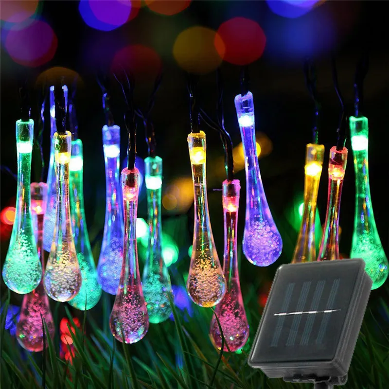 LED extérieur gouttes d'eau lampe solaire chaîne lumières 6/5/3m 30/20/10 LED s fée vacances fête de noël guirlande jardin étanche