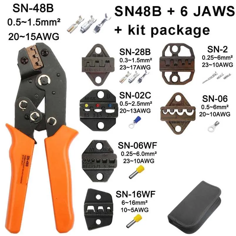 Pince à sertir SN-48B 7 mâchoires pour 2.8 4.8 C3 XH2.54 3.96 2510 pulg/tube/bornes isolées, kit sac pince électrique, outils de marque 211110