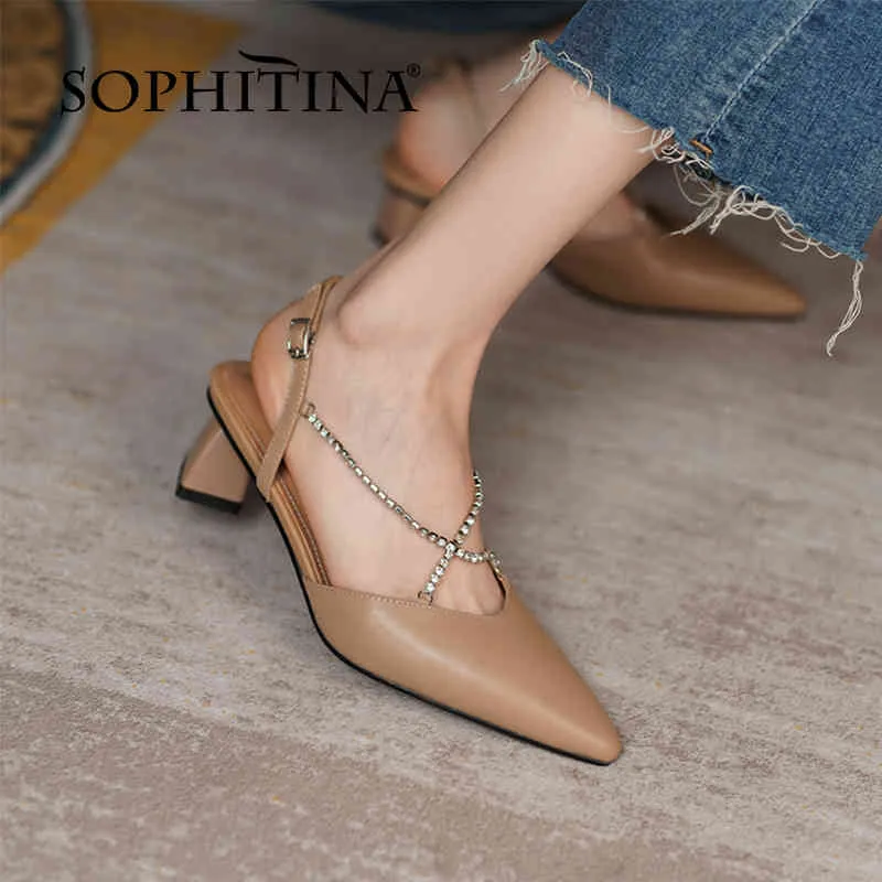 SOPHITINA Strap Summer Women Shoes Sandals Comfortable Dressing Elegant Stylish Chain Strange Heel Office Ladies FO355 210513