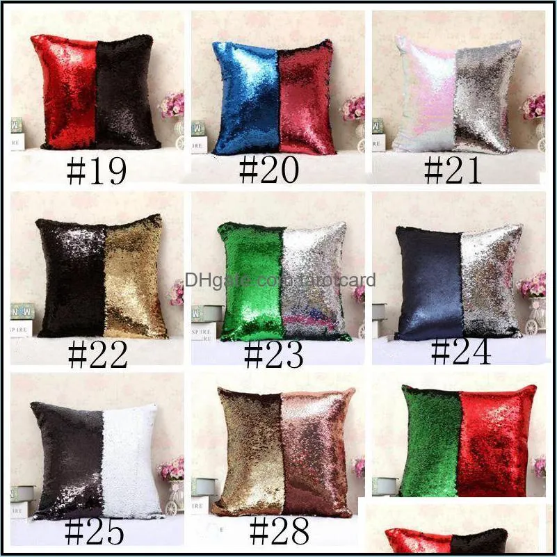 Mermaid Sequins Pillow Case Magic Reversible Sequin Pillowcases Home Decorative Cushion Cover Office Sofa Cushion Pillow Case