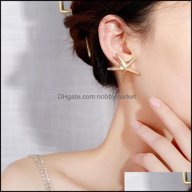 Stud Qitian Metal Moon Stars Earrings For Women Statement Gold Color Unusual Personality Fashion Trend 2021