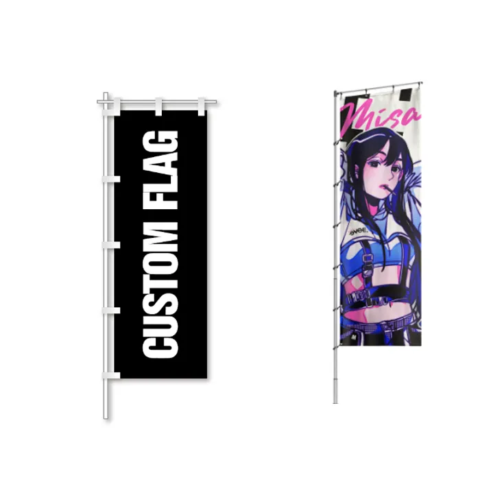 Custom 180x60cm Nobori Flags Indoor Outdoor Banners 100D Polyester High Quality Vivid Color With Black Or White Straps