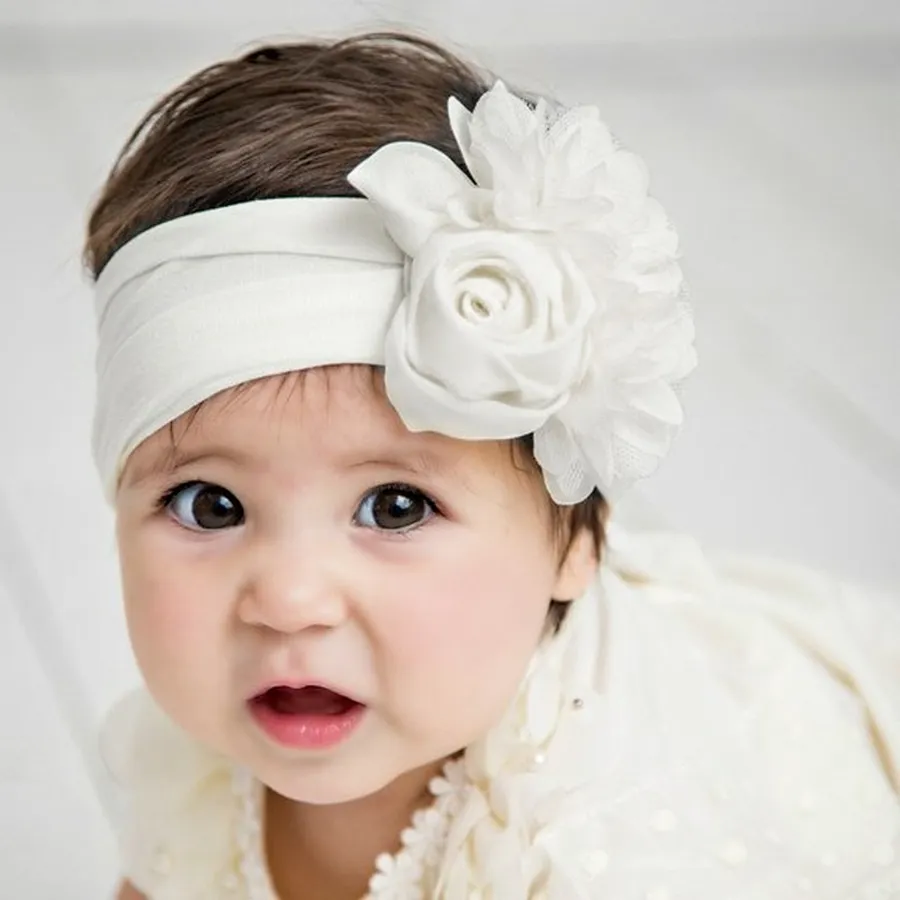 Bow Knot Elastic Head Bands Big Flower Baby Girl Hear Hearsds Hair Band Haood Headwrap модные аксессуары белый синий фиолетовый