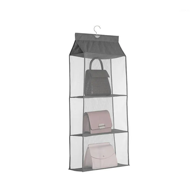 Sacos de armazenamento Multi-camada Saco de suspensão Design oco para quarto de guarda-roupa transparente organizador hangable à prova de poeira