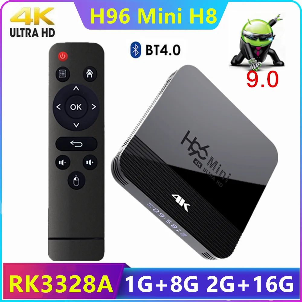 H96ミニH8アンドロイド9. 0テレビボックス2GB 16GB RK3228Aクワッドコア2.4G 5GデュアルバンドWiFi BT4.0 4K 1GB 8GBスマートメディアプレーヤー