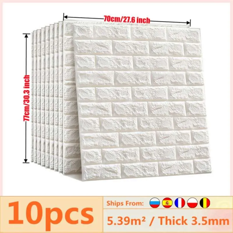 10 pcs adesivo de parede adesivo de parede de tijolo decoração impermeável autoadesivo papel de parede para celular para sala de estar Cozinha TV pano de fundo 210929