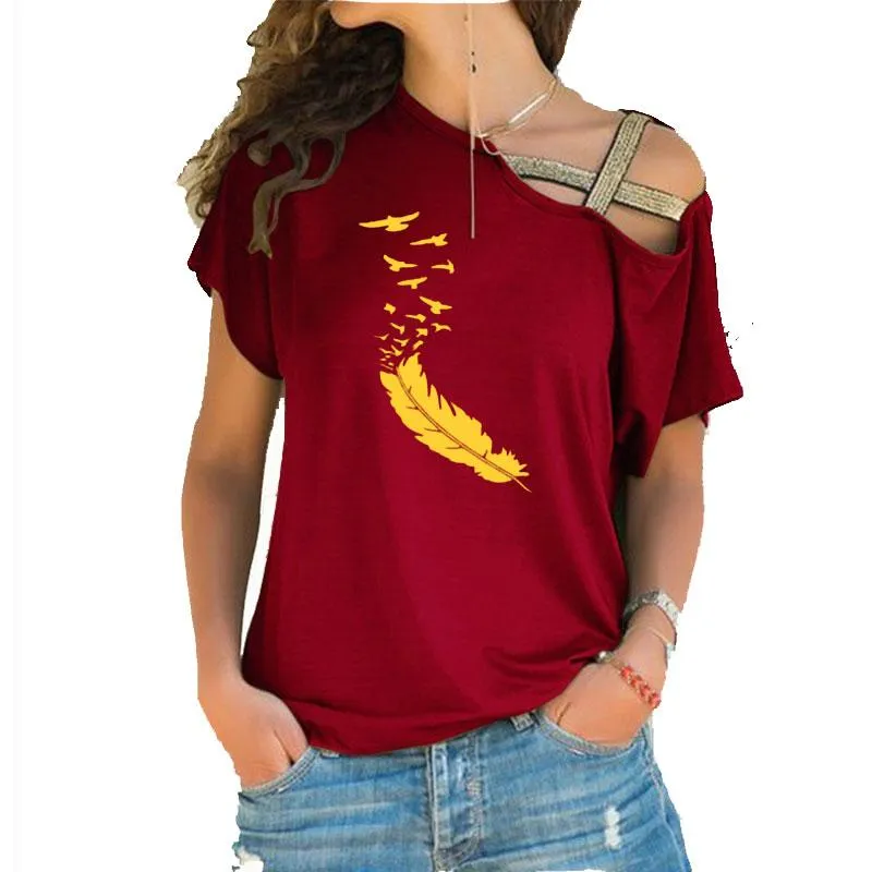 T-shirt femminile 2021 Summer Women Tshirt Casevette Casuali Tops Tees Sexy Irregolare T-Shirt Shirt sciolti