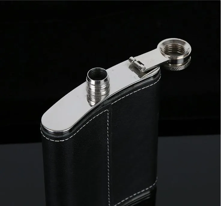 6oz Hip Flasks Leather Whiskey Flagon Leak Proof Stainless Steel Hip-Flasks Outdoor Portable Wine Pot Pocket Flask SN2992