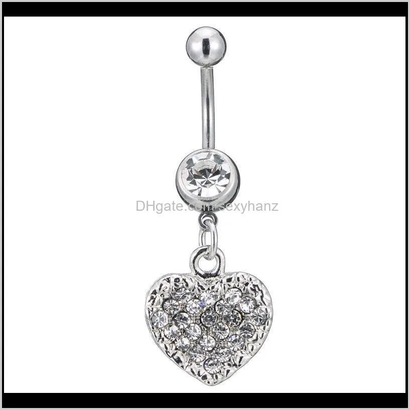 D0877 ( 4 colors ) nice heart navel button ring retail selling Navel Rings Body Piercing Jewelry Dangle Accessories Fashion Charm