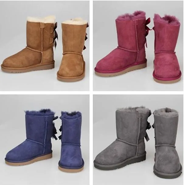 2021 Heet verkoop winter AUS G3280 twee Boog vrouwen snowboots strik warm houden laars met kaart stofzak Gratis overslag