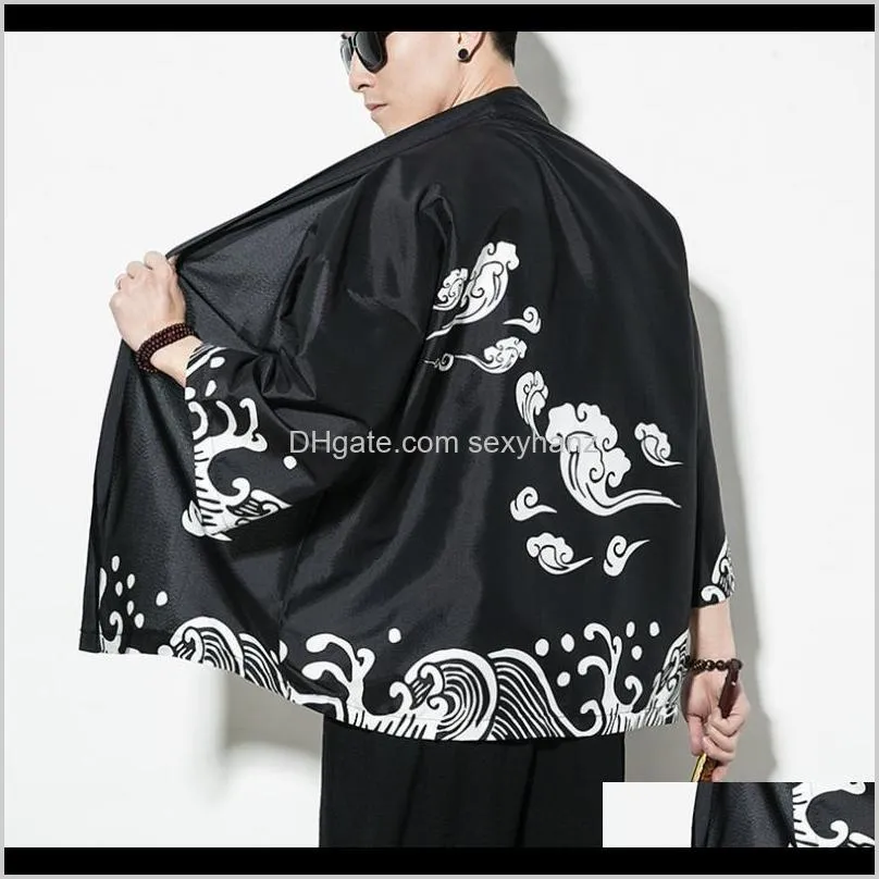 fashion style dragon kimono cardigan shirts men hip hop streetwear kimono shirt japanese mens shirt summer 2020