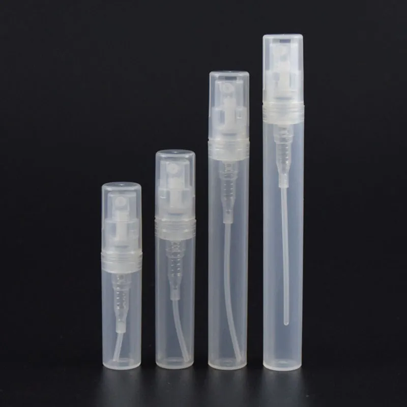 Empty Mini Pocket Mist Spray Bottle 2ml 3ml 4ml 5ml Travel Plastic Packaging Sample Perfume Vials