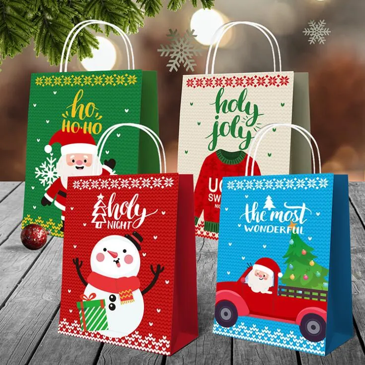 Jul godis presentpåse Xmas Tree Paper Sweater Prints Bags Bags Designs Paket Handväskor Party Supplies Dekorationer CGY118