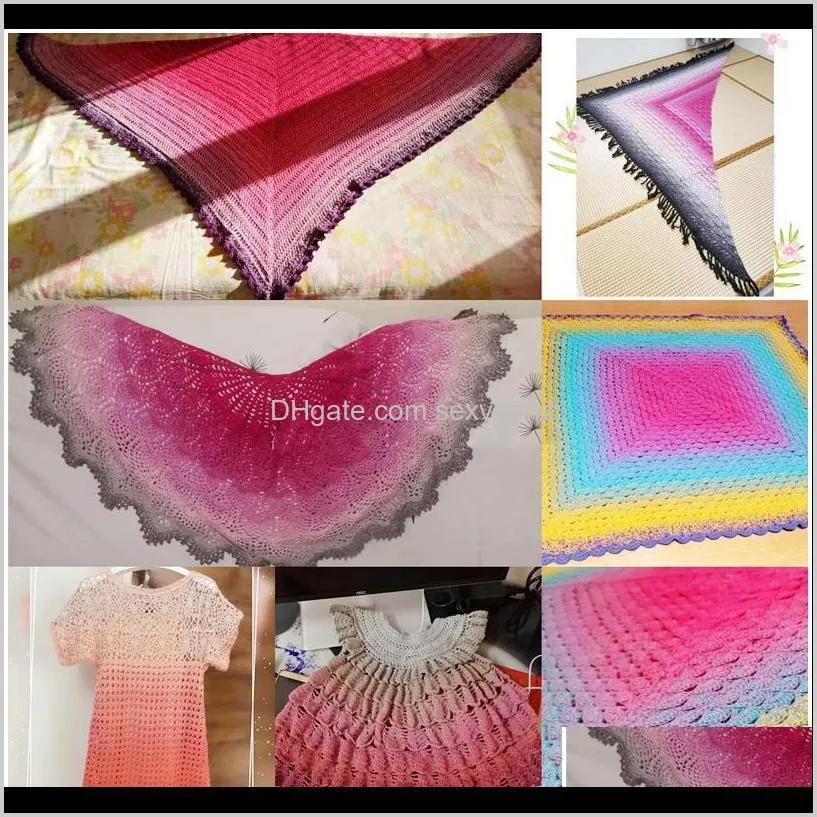 100% organic cotton blend yarn 220g gradient color cake cotton thread diy hand-woven scarf shawl rainb qylnik