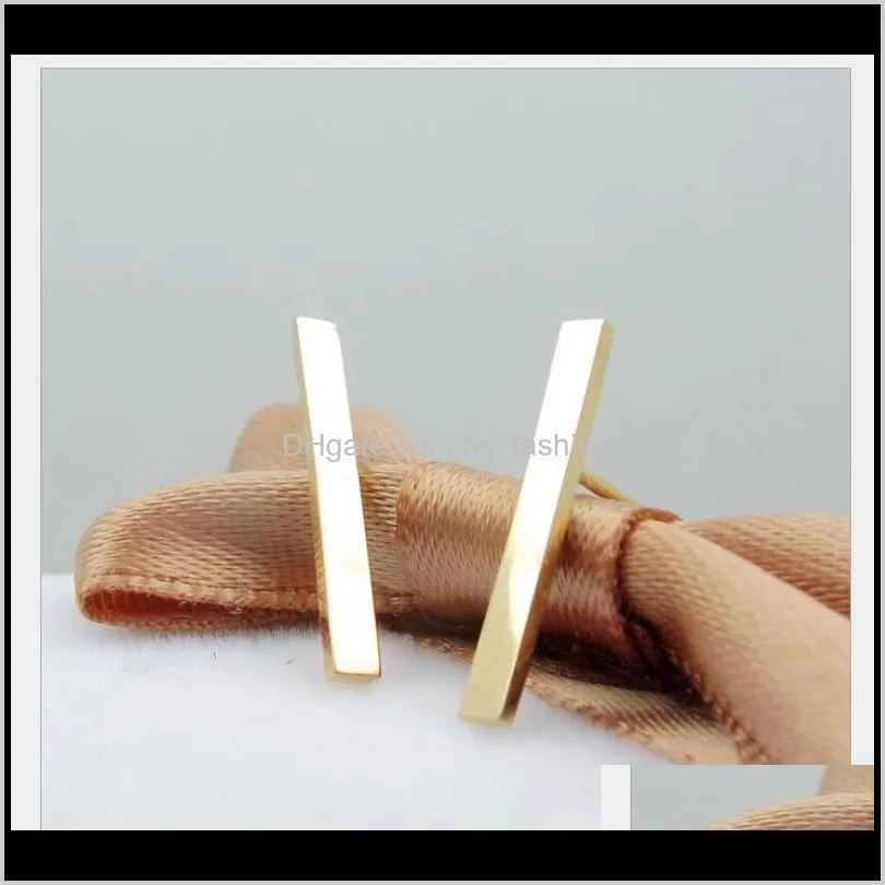 fashion gold plated silver plated black punk simple t bar earrings for women ear stud line earrings fine jewelry minimalist earrings