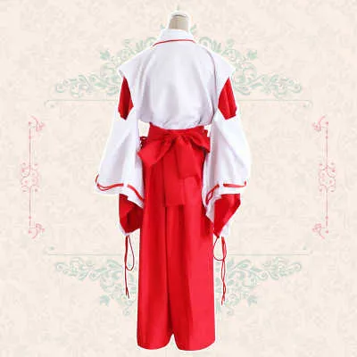 Аниме Inuyasha Kikyo Kimono Полный комплект Косплей Костюм Хэллоуин Топ + Юбка Сабки Носки Y0913