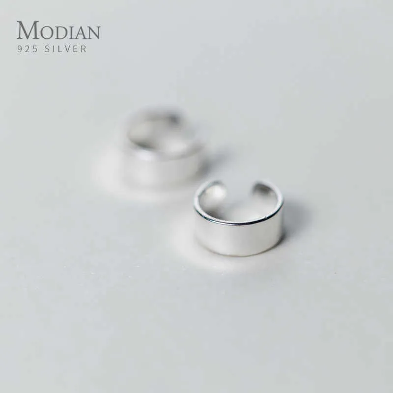 Minimalism Charm Earring Trendy 925 Sterling Silver Clip redondo Pendientes para mujer y niña Joyería Accesorios exquisitos 210707