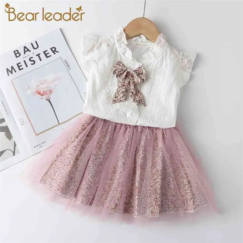 Mädchen Casual Kleid Sommer Kinder Nette Bowtie ES Kinder Schöne Mesh Party Kostüme Baby Kleidung 210429