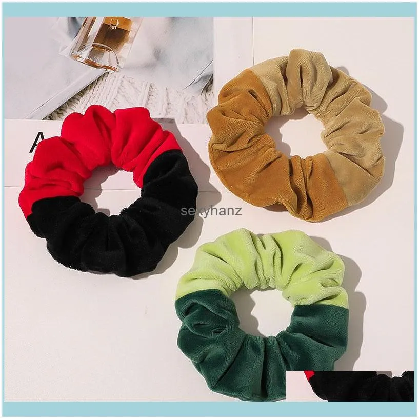 Fashion Double Color Women Hair Scrunchies Hair Ties Rope Soft Velvet Elastic Hair Bands Accessories Ponytail Ornament Headwear